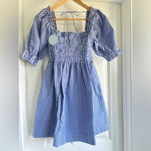 Hill House Athena Nap Dress in Navy Blue Gingham Size Small Cotton Smocked